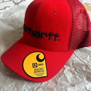 Carhartt Bright Red Hat with Dark Blue Logo NWT